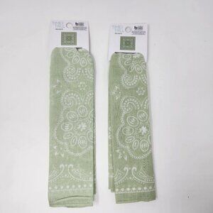 Lot of 2 Light Green Western Star Bandana 100% Cotton Lightweight 22" x 22"